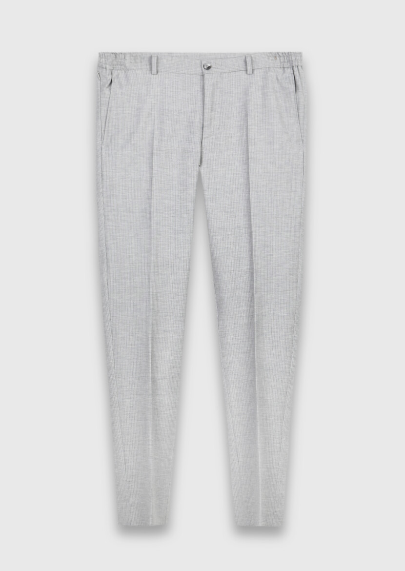 Light Grey Striped Modern Fit Wool Blended Suit - RAMSEY