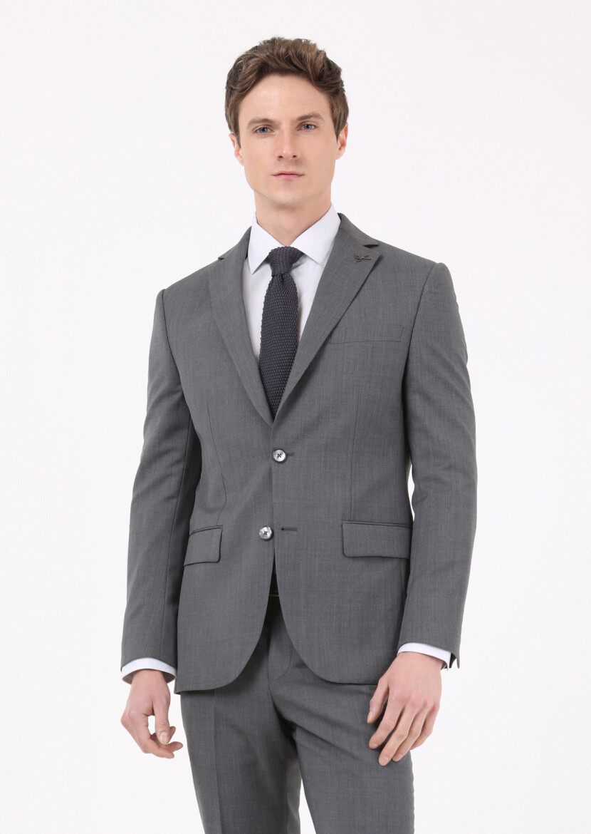 Light Grey Striped Regular Fit Long Weaving Classical 100% Cotton Shirt - 3