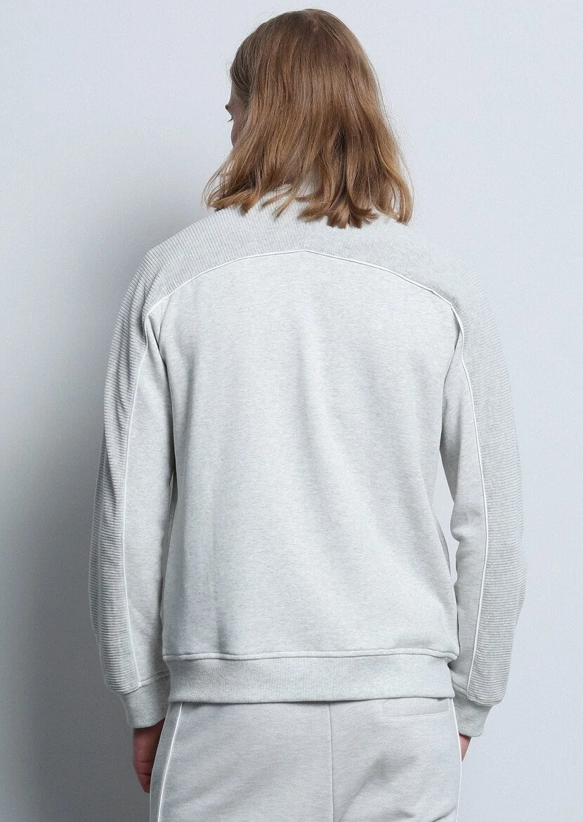 Light Grey Turtleneck Plain Sweatshirt - 5