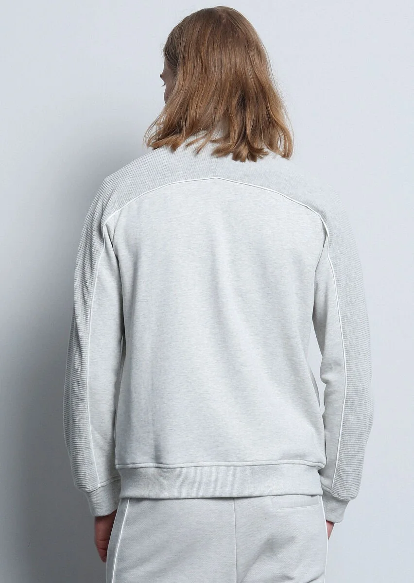 Light Grey Turtleneck Plain Sweatshirt - 5