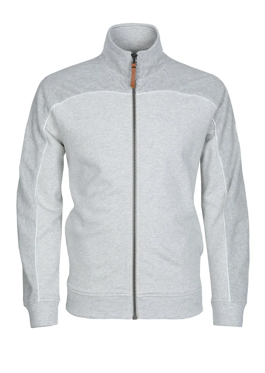 Light Grey Turtleneck Plain Sweatshirt - 6