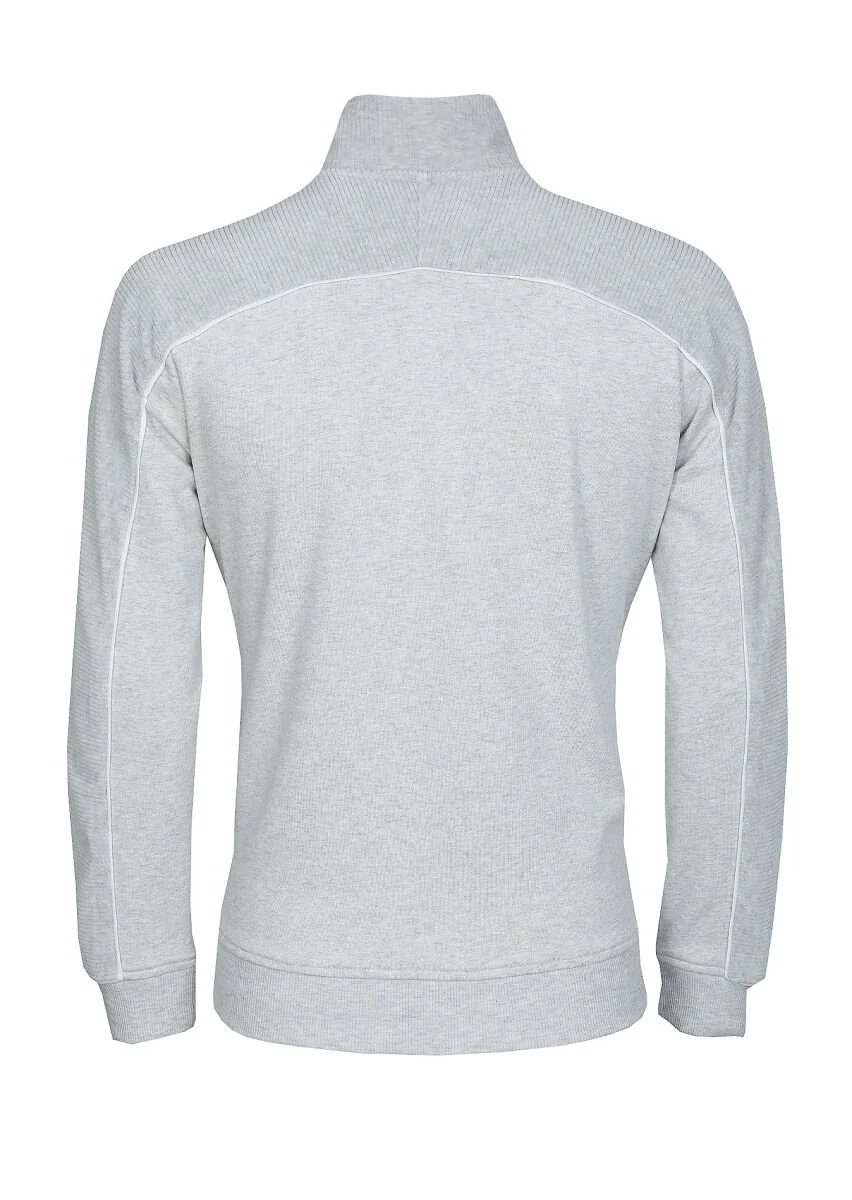 Light Grey Turtleneck Plain Sweatshirt - 7