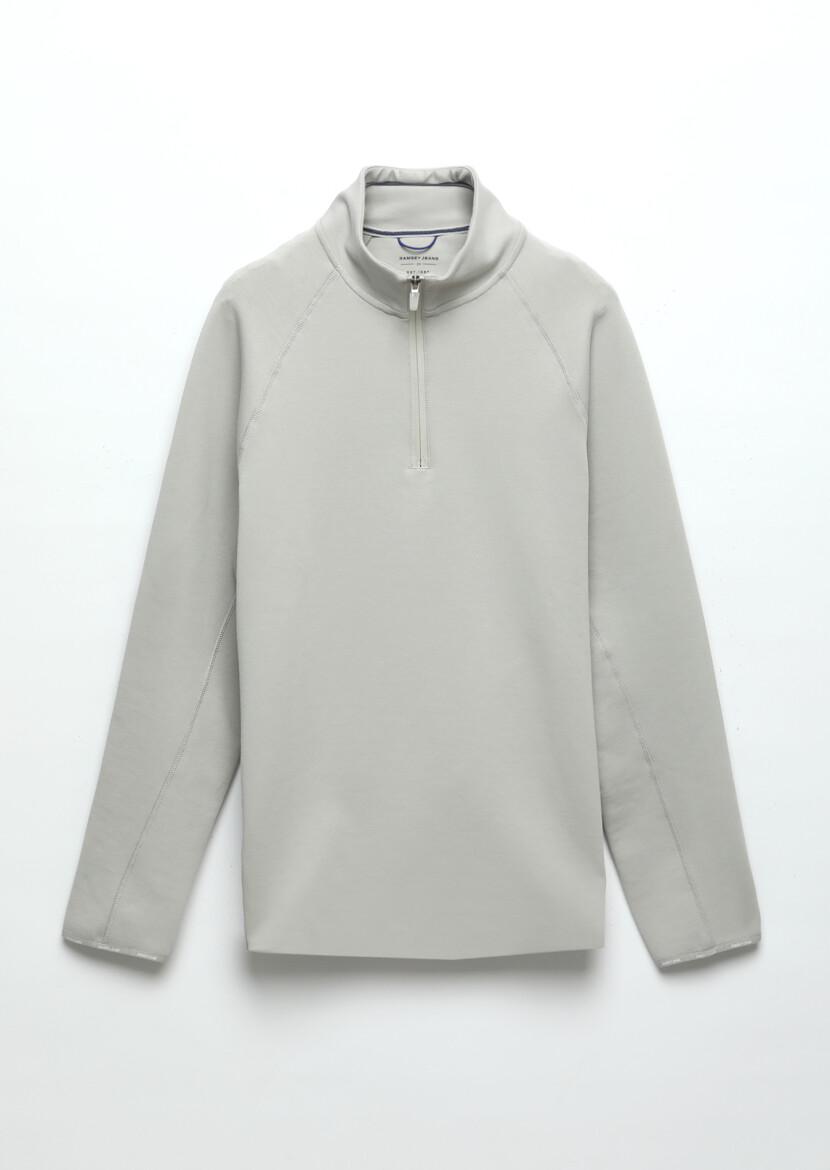 Light Grey Turtleneck Plain Sweatshirt - 6