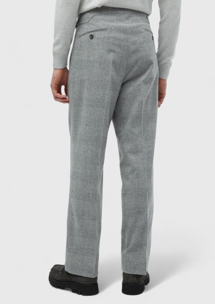 Light Grey Weaving Casual Wool Blended Trousers - 5