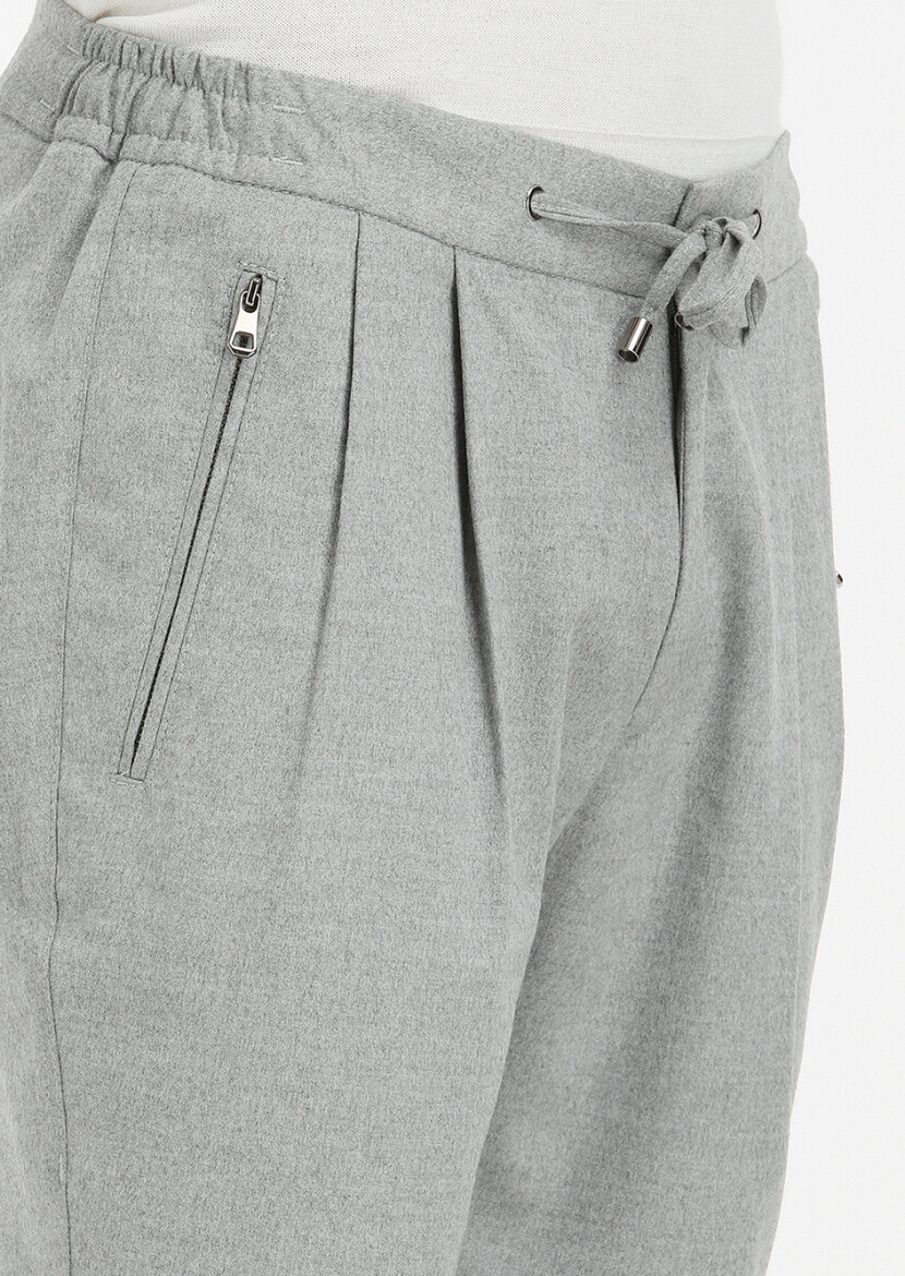 Light Grey Weaving Jogging Fit Casual Trousers - 6