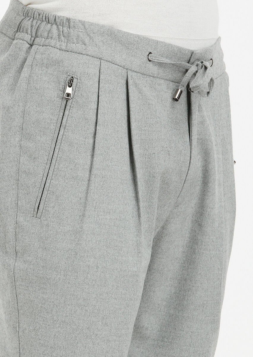 Light Grey Weaving Jogging Fit Casual Trousers - 6