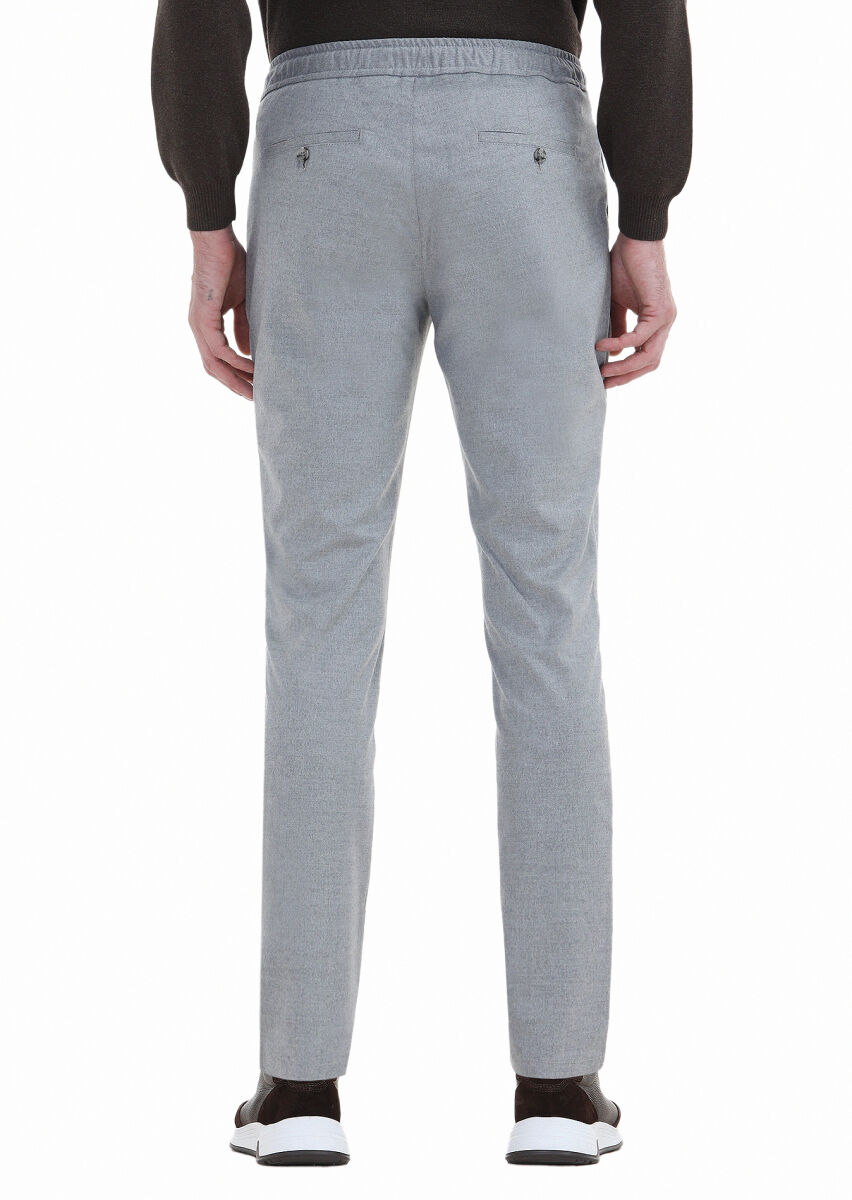 Light Grey Weaving Jogging Fit Casual Trousers - 4