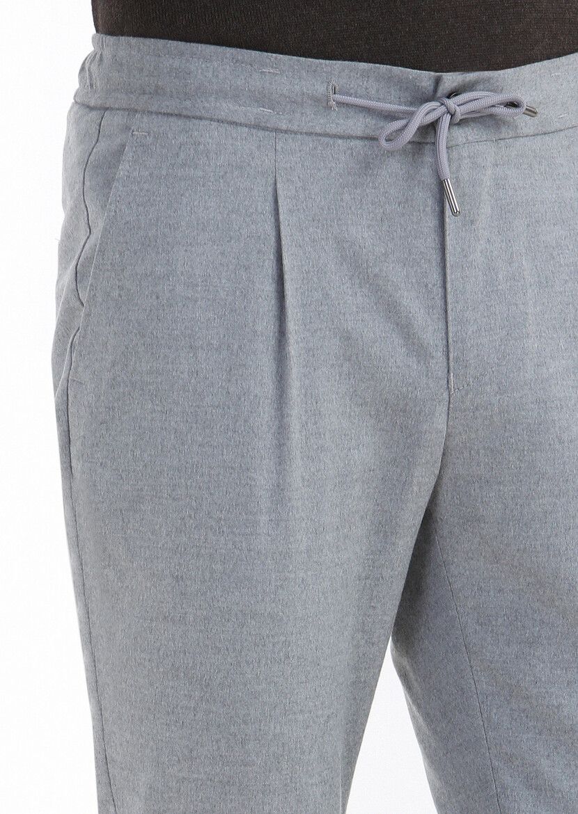 Light Grey Weaving Jogging Fit Casual Trousers - 4