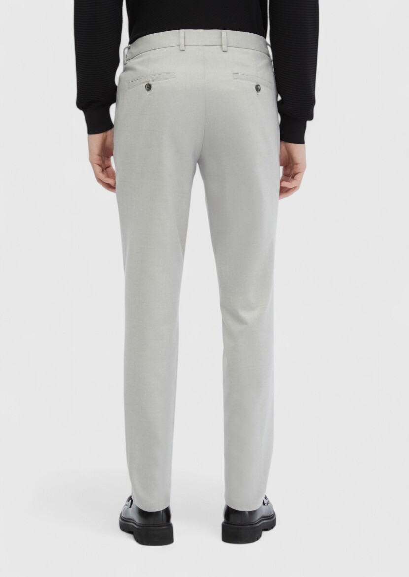 Light Grey Weaving Jogging Fit Casual Trousers - 2