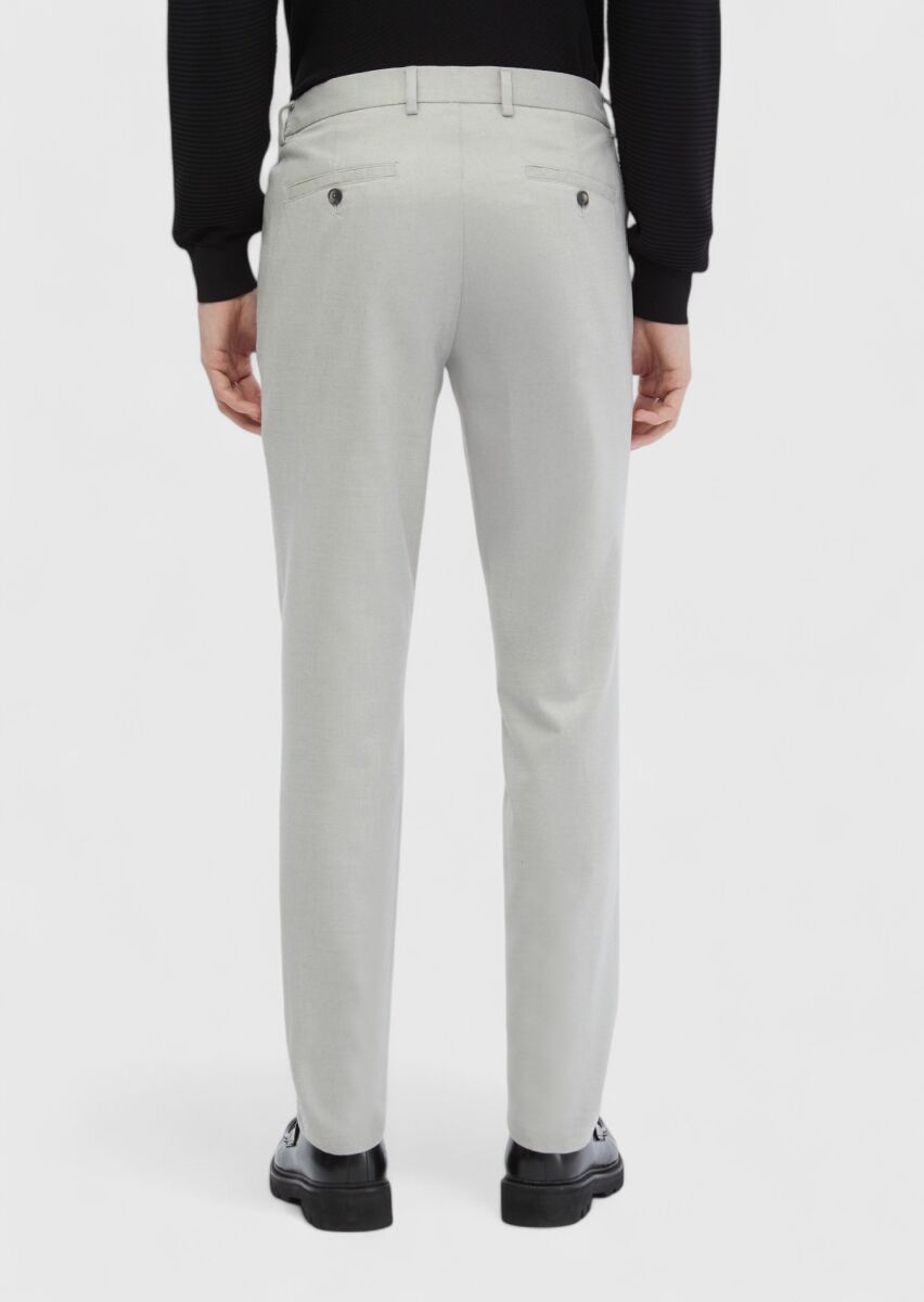 Light Grey Weaving Jogging Fit Casual Trousers - 2