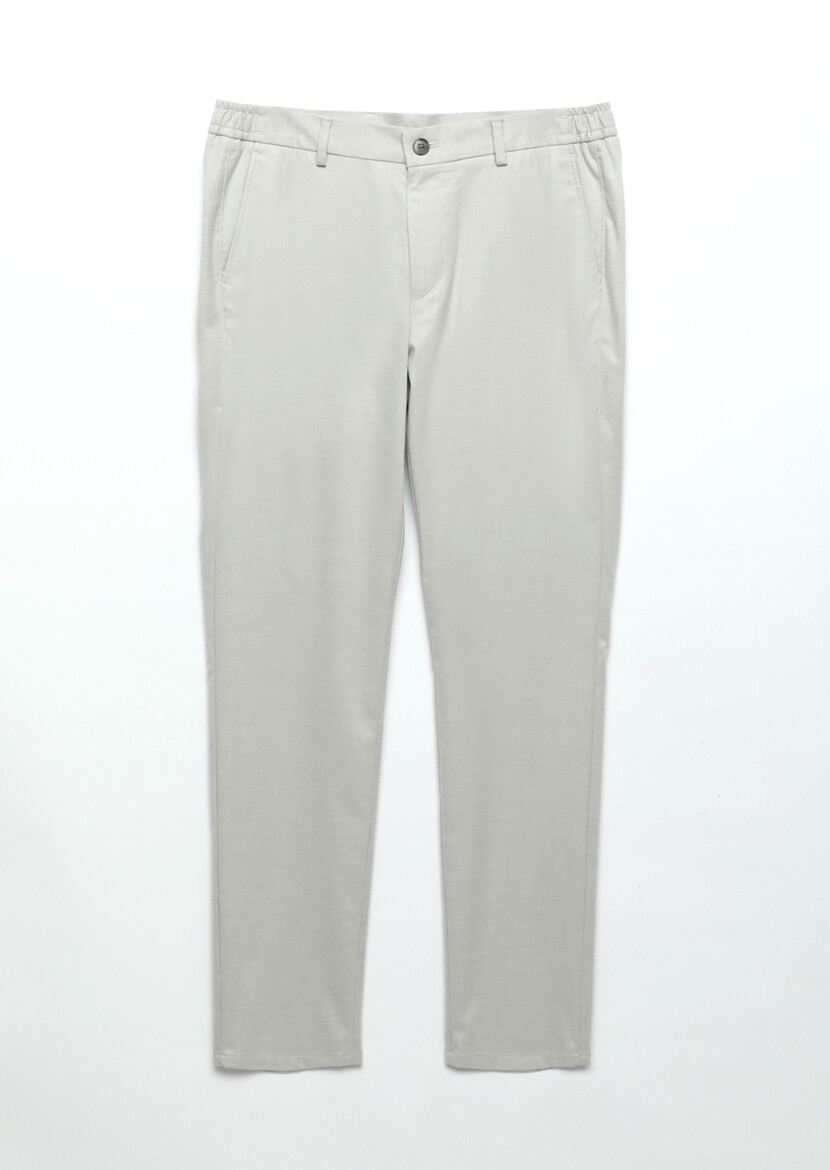 Light Grey Weaving Jogging Fit Casual Trousers - 4