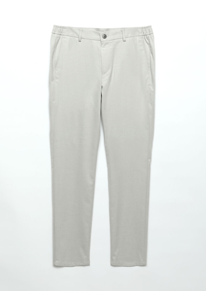 Light Grey Weaving Jogging Fit Casual Trousers - 1