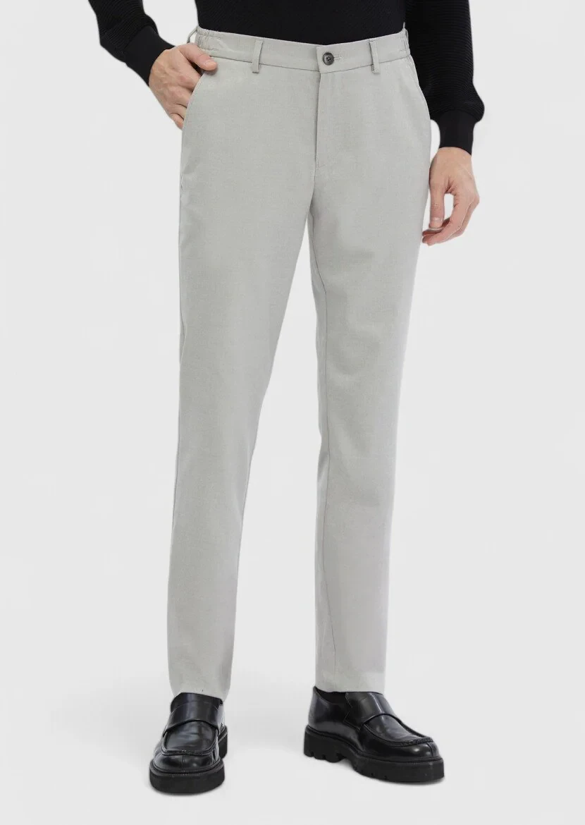Light Grey Weaving Jogging Fit Casual Trousers 