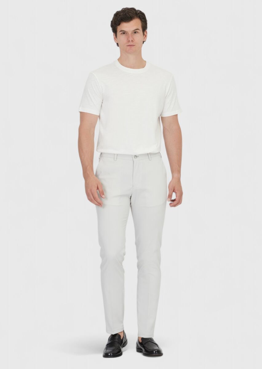 Light Grey Weaving Jogging Fit Casual Trousers - 1