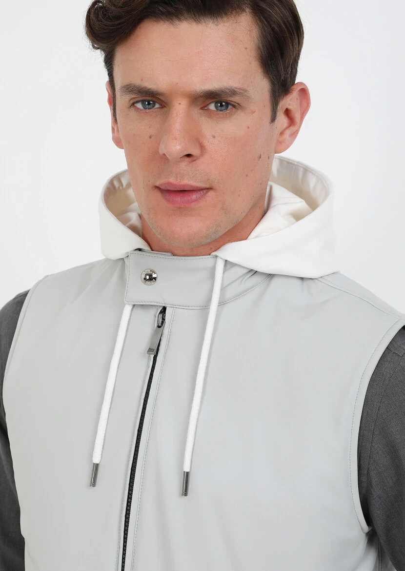 Light Grey Weaving Puffer Vest 