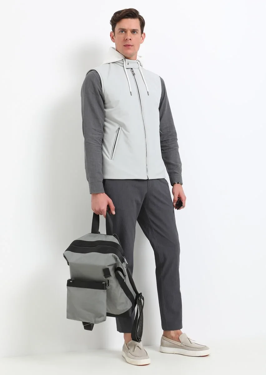 Light Grey Weaving Puffer Vest - 4
