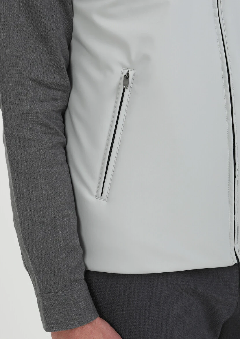Light Grey Weaving Puffer Vest - 5