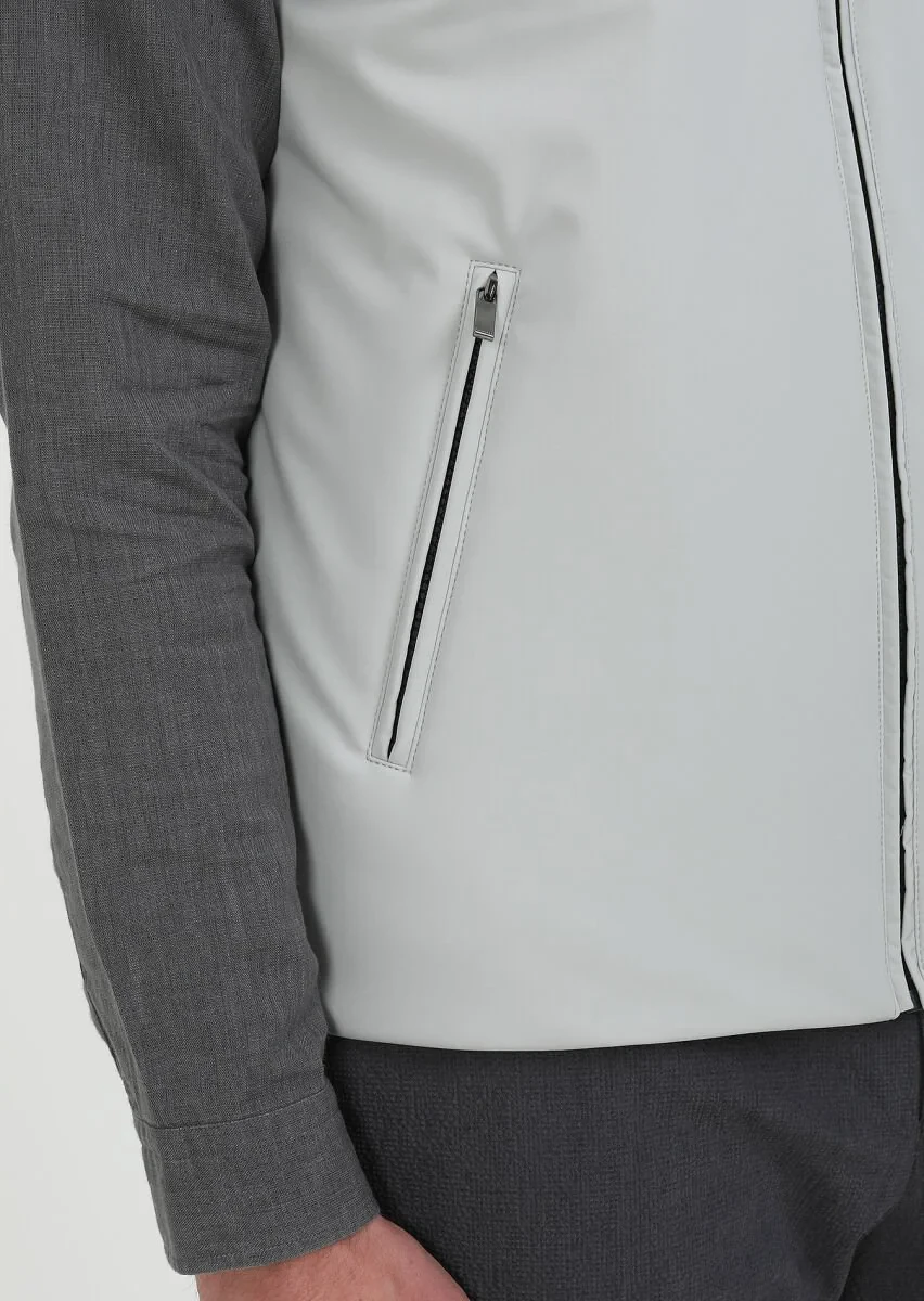 Light Grey Weaving Puffer Vest - 5