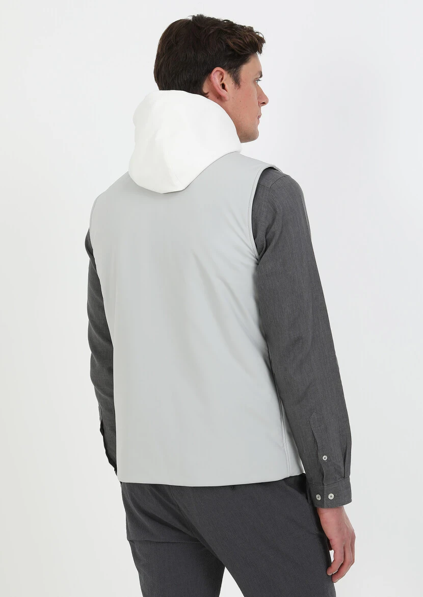 Light Grey Weaving Puffer Vest - 6