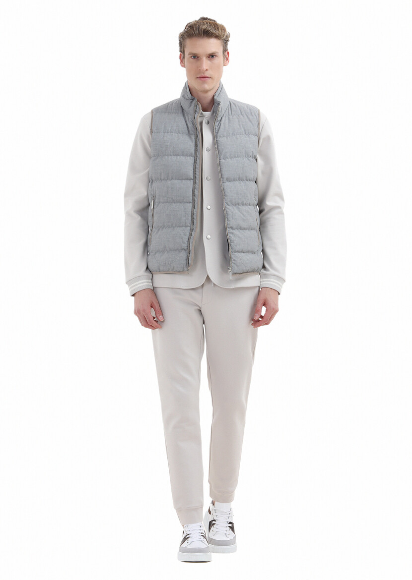 Light Grey Weaving Puffer Vest - 2