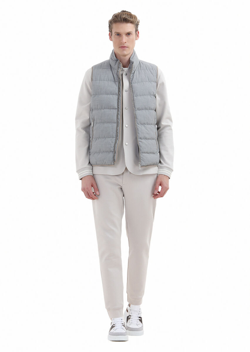 Light Grey Weaving Puffer Vest - 2