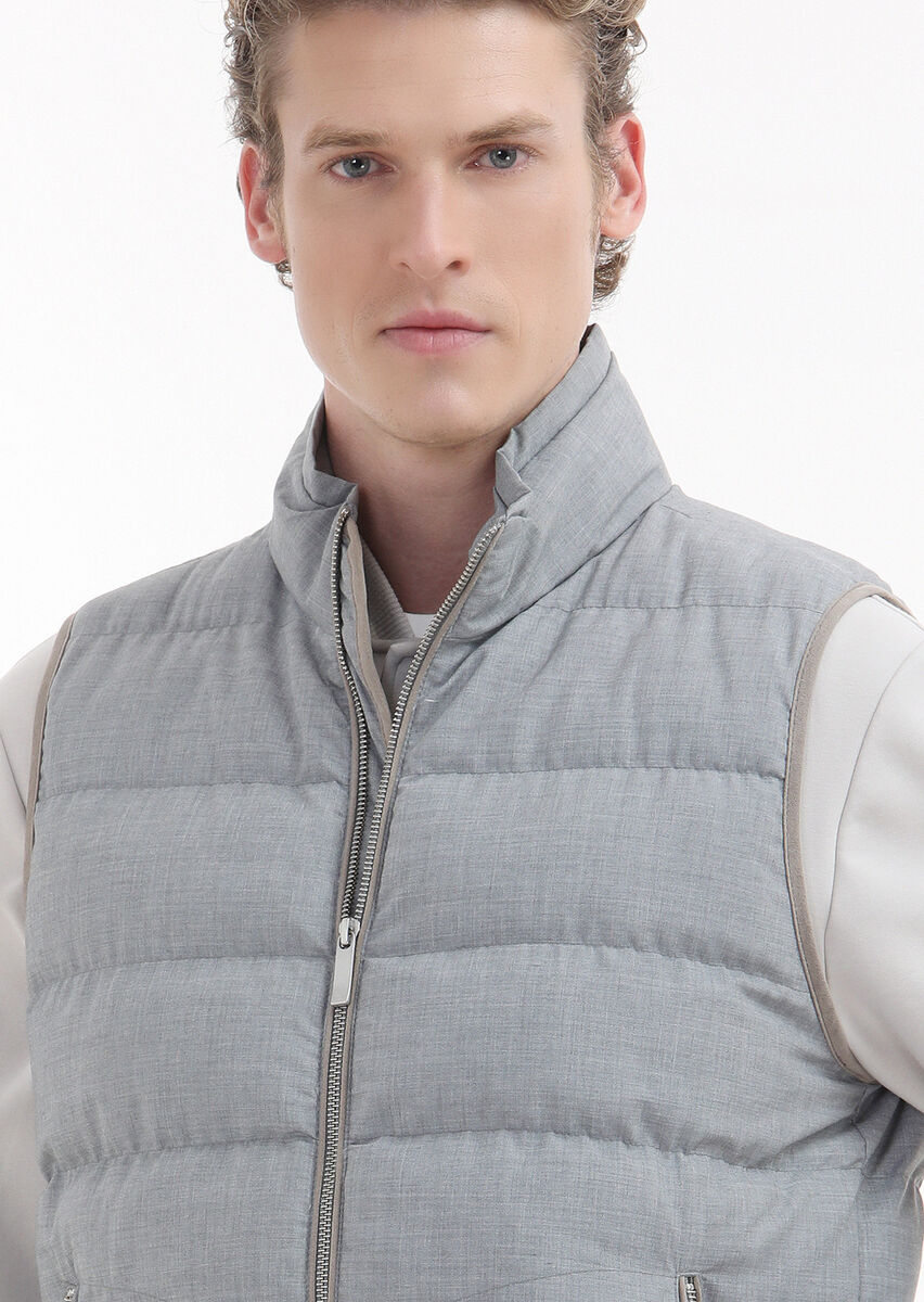 Light Grey Weaving Puffer Vest - 3