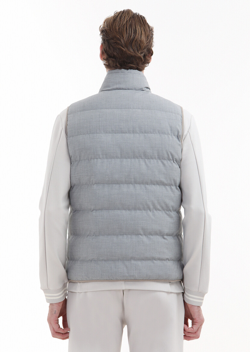 Light Grey Weaving Puffer Vest - 5