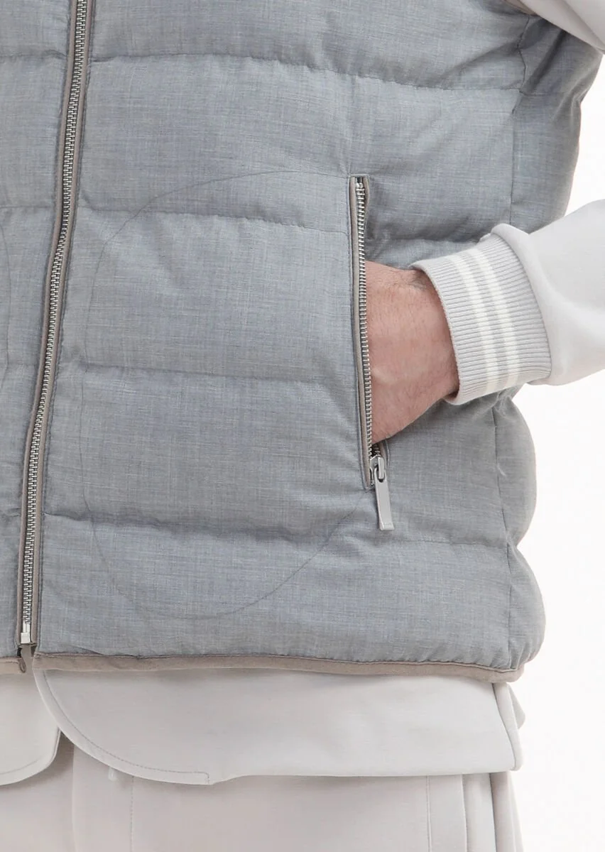 Light Grey Weaving Puffer Vest - 4