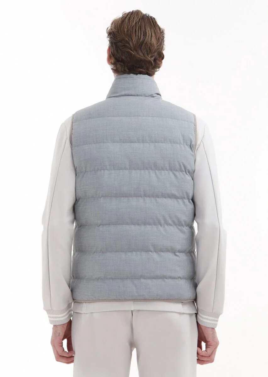 Light Grey Weaving Puffer Vest - 5
