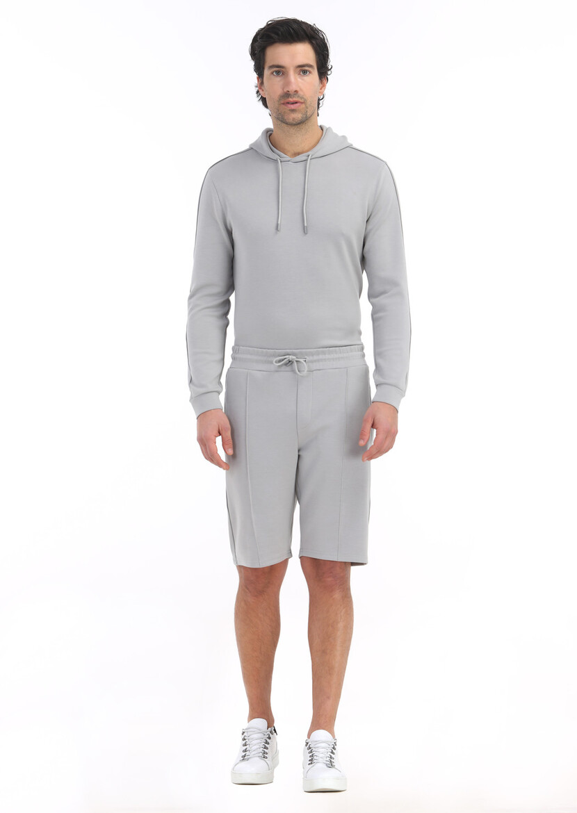 Light Grey Weaving Regular Fit Sport Bermuda - 1