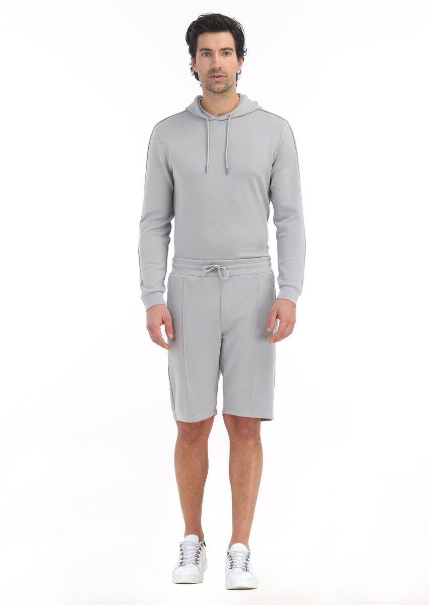 Light Grey Weaving Regular Fit Sport Bermuda - 1