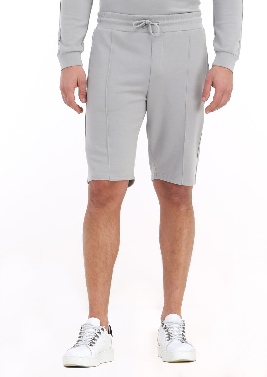 Light Grey Weaving Regular Fit Sport Bermuda - 2