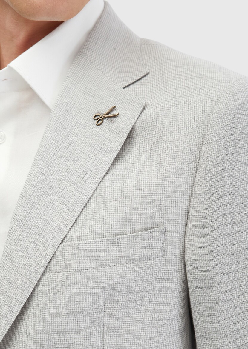 Light Grey Zeroweight Slim Fit Wool Blended Suit - 5