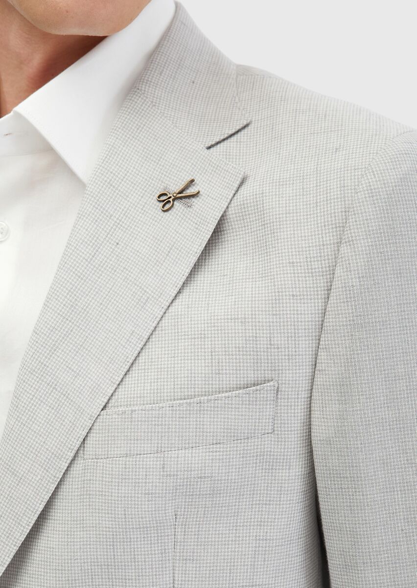 Light Grey Zeroweight Slim Fit Wool Blended Suit - 5