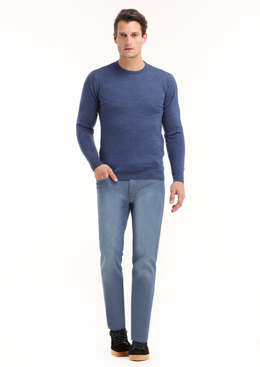 Light Indigo Knitwear Sweatshirt - 1