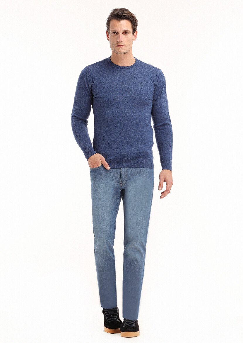 Light Indigo Knitwear Sweatshirt - 1