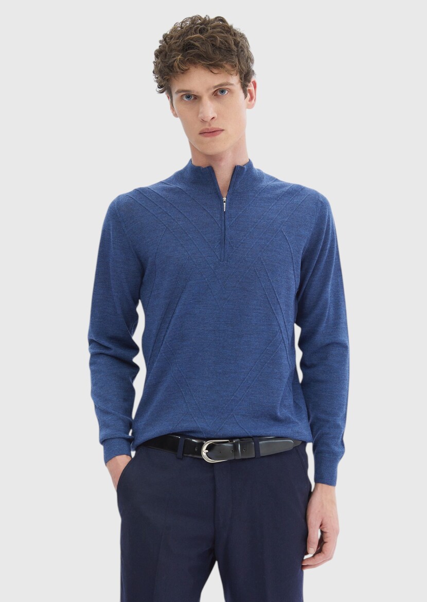 Light Indigo Knitwear Sweatshirt - 1