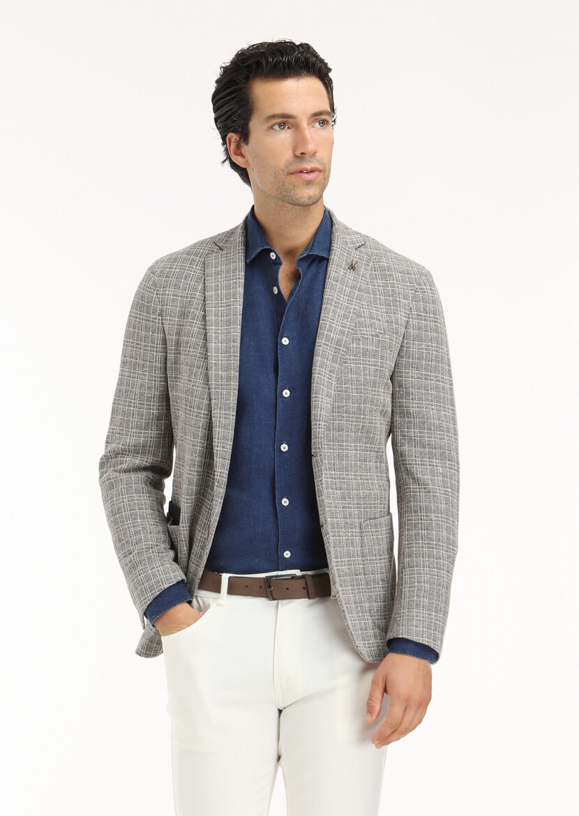 Light Indigo Plain Regular Fit Long Weaving Casual Shirt - 4