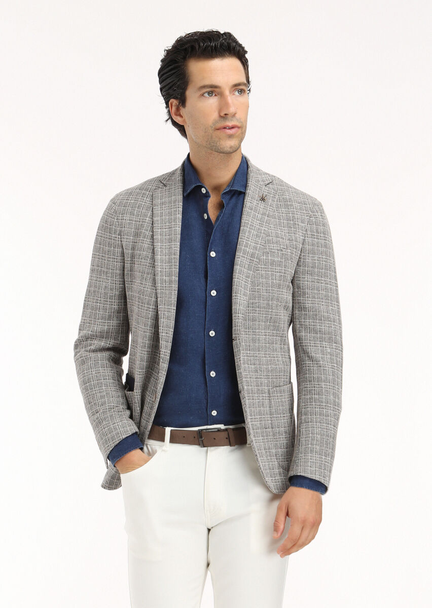 Light Indigo Plain Regular Fit Long Weaving Casual Shirt - 4