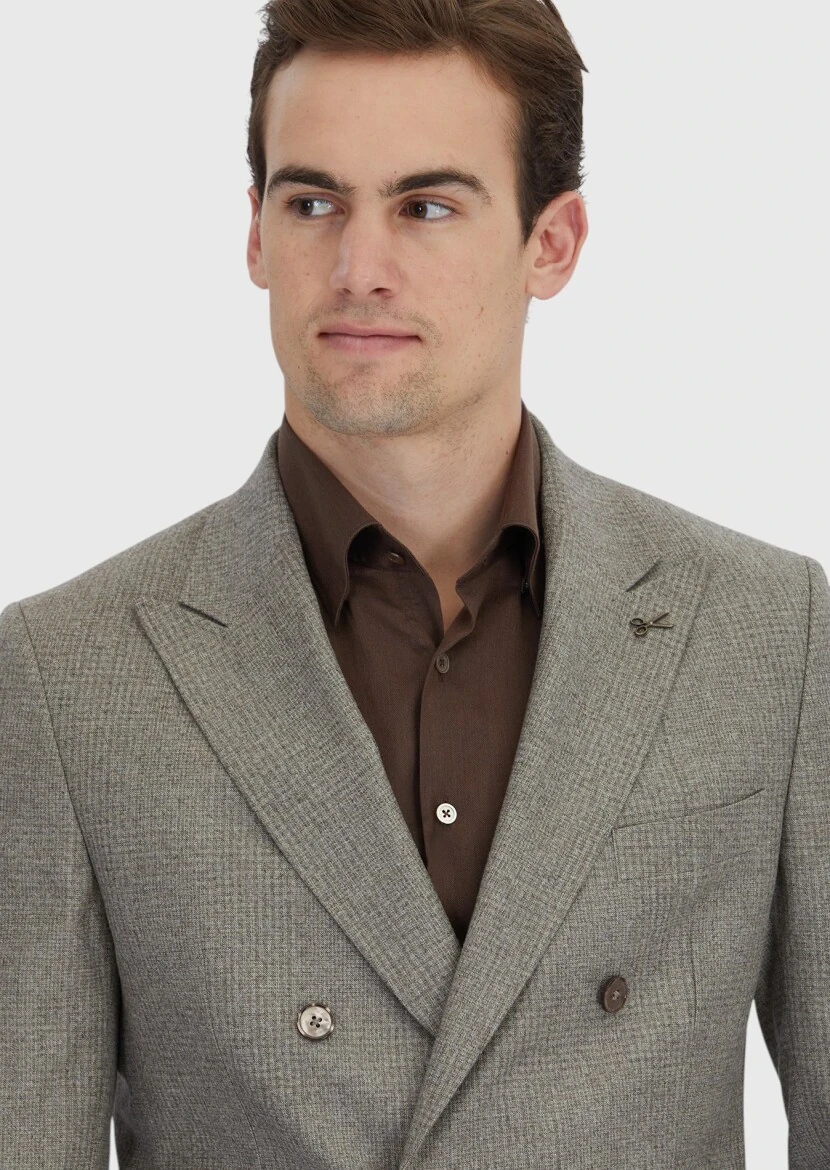 Light Mink Micro Zeroweight Slim Fit 100% Wool Suit - 4