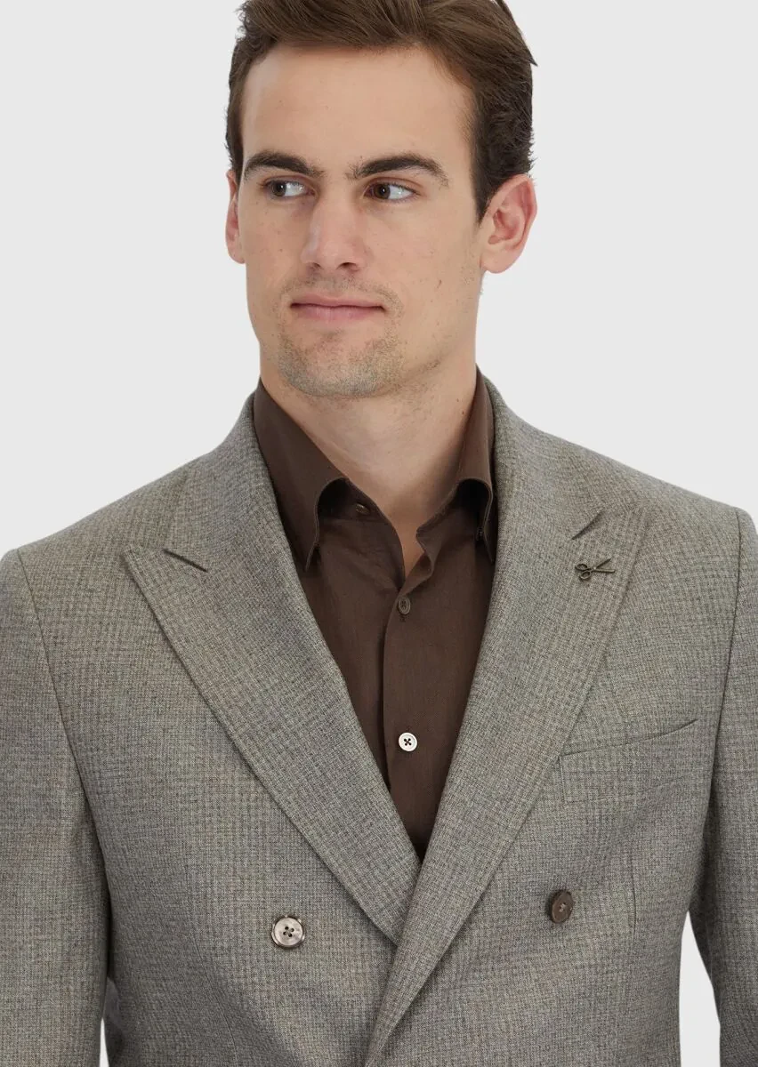 Light Mink Micro Zeroweight Slim Fit 100% Wool Suit - 4