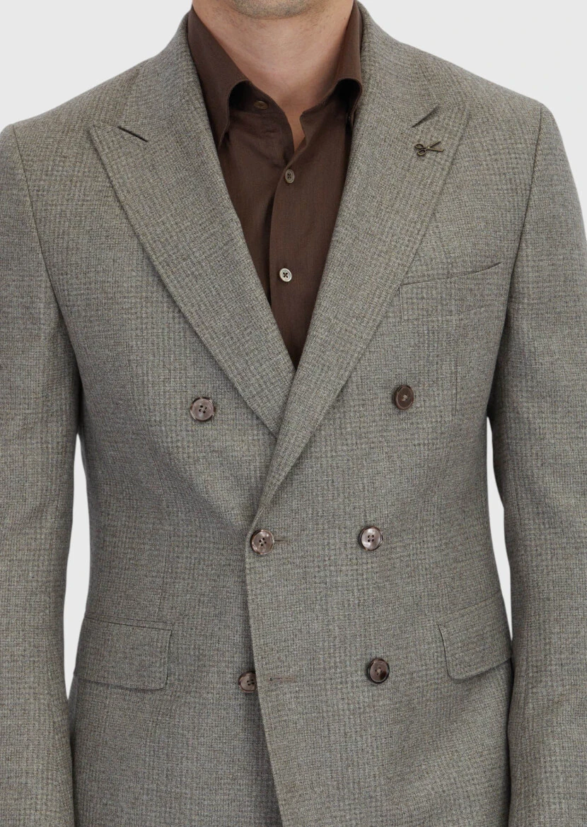 Light Mink Micro Zeroweight Slim Fit 100% Wool Suit - 6