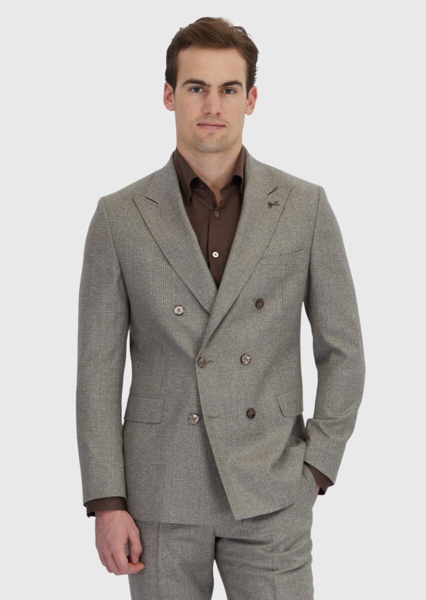 Light Mink Micro Zeroweight Slim Fit 100% Wool Suit - 1