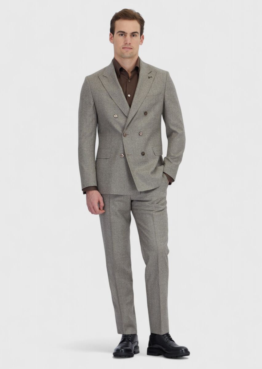 Light Mink Micro Zeroweight Slim Fit 100% Wool Suit - 2