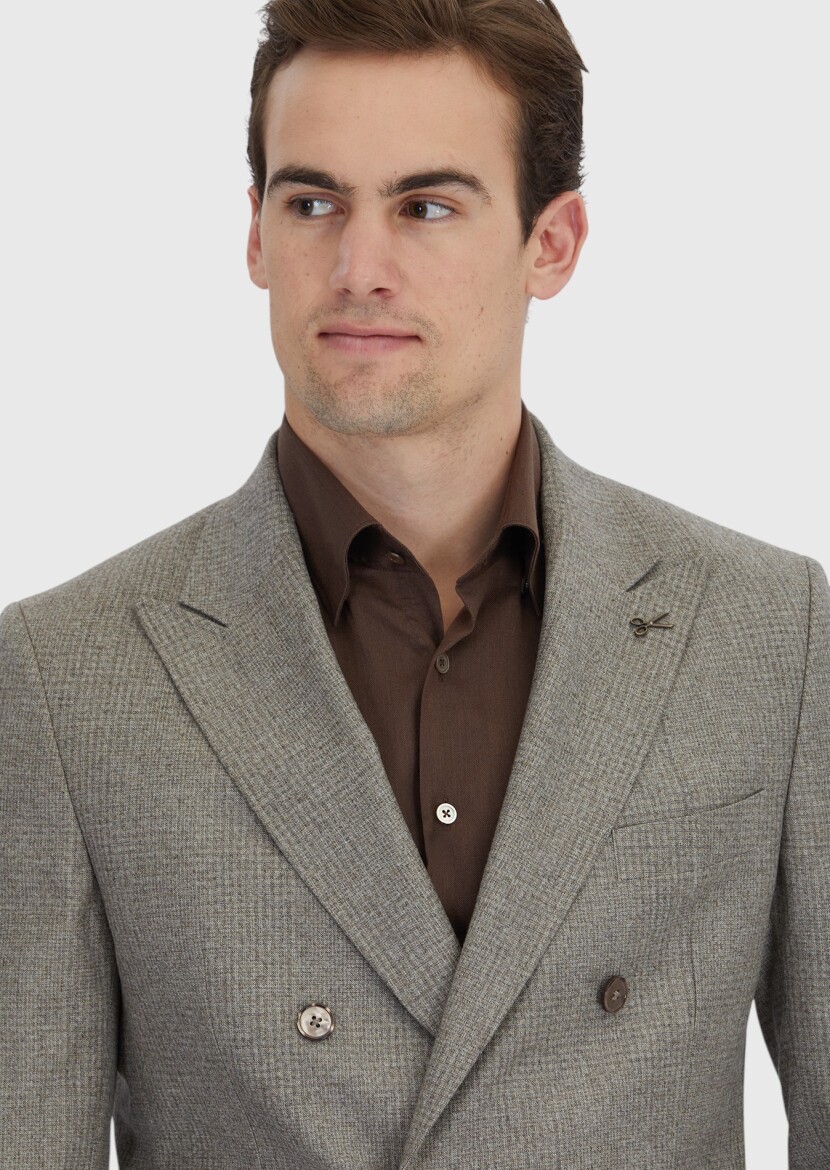 Light Mink Micro Zeroweight Slim Fit 100% Wool Suit - 4