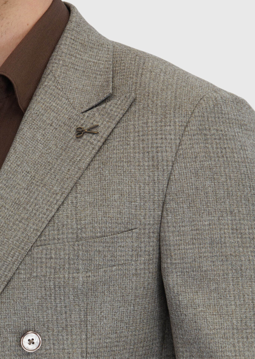 Light Mink Micro Zeroweight Slim Fit 100% Wool Suit - 5