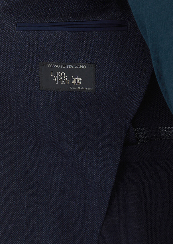 Light Navy Blue Patterned Zeroweight Slim Fit Wool Blended Jacket - 4