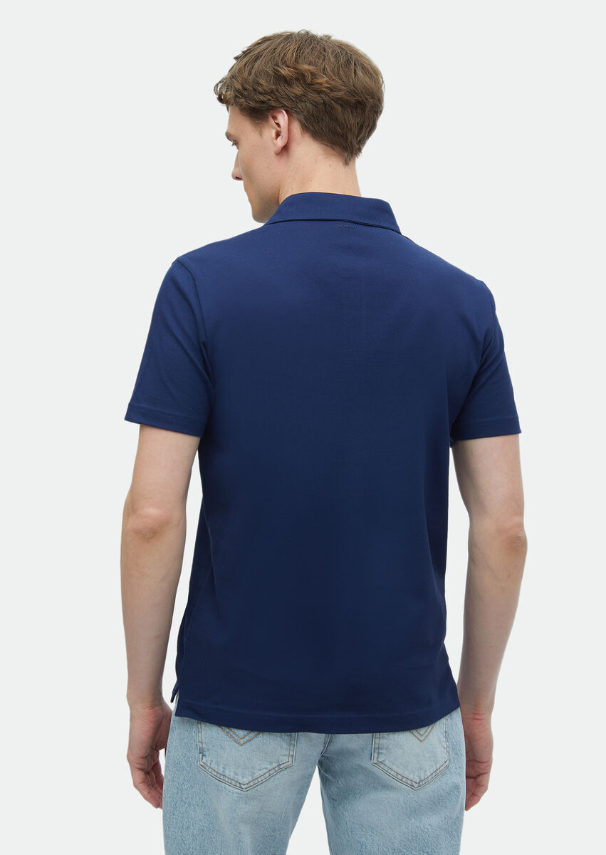 Light Navy Blue Plain Polo Neck 100% Cotton T-Shirt - 5