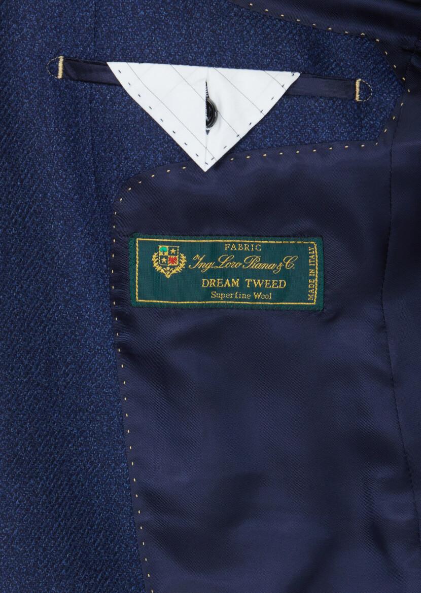 Light Navy Blue Regular Fit Silk Blended Jacket - 5