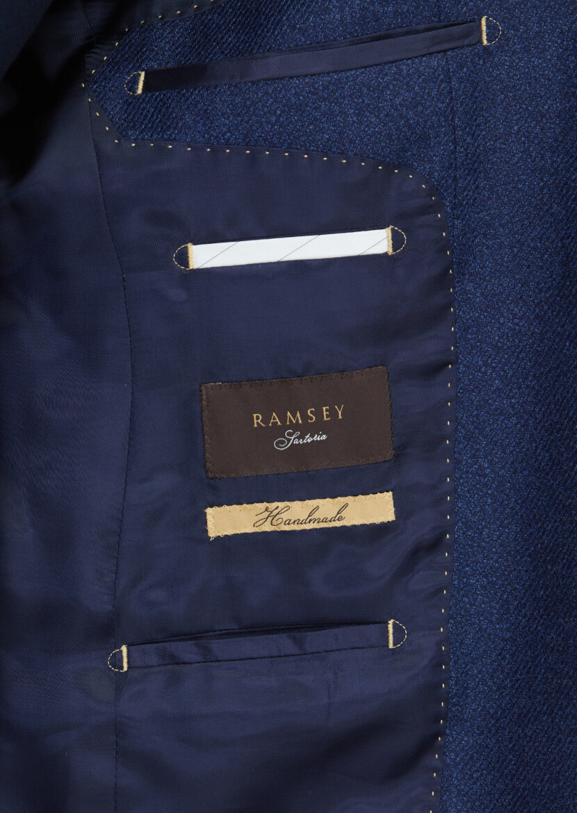 Light Navy Blue Regular Fit Silk Blended Jacket - 6